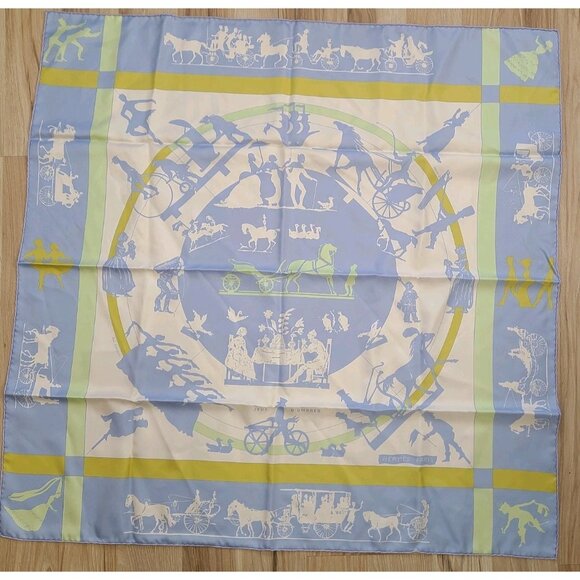 Hermes Jeux D'Ombres 100% Silk Scarf Blue 34 Inch NWOT - Picture 1 of 7